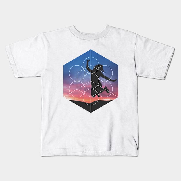 Sunset Girl Geometric Photography Kids T-Shirt by deificusArt